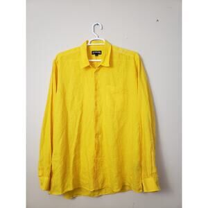 Vilebrequin Shirt Mens Size XXXL Linen Button Up Long Sleeve Bright Yellow Beach